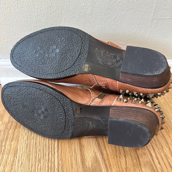 Vince Camuto Biker Marcin Grunge Brown Leather Moto Ankle Boots Studded Women 8B - Picture 14 of 15